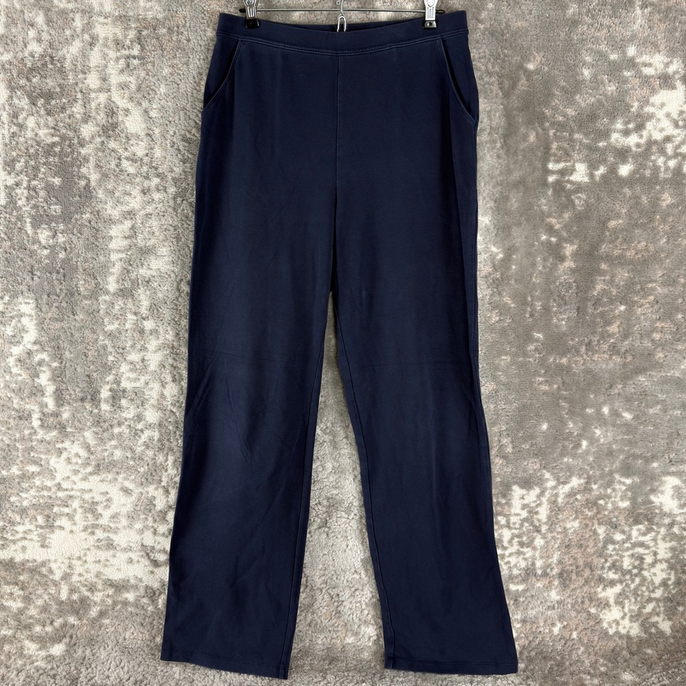 L.L. Bean Size M Comfort Stretch Knit Straight Leg Yoga Pants Navy Blue Women